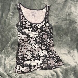 Faded Glory Black and Gray Floral Tank Top
